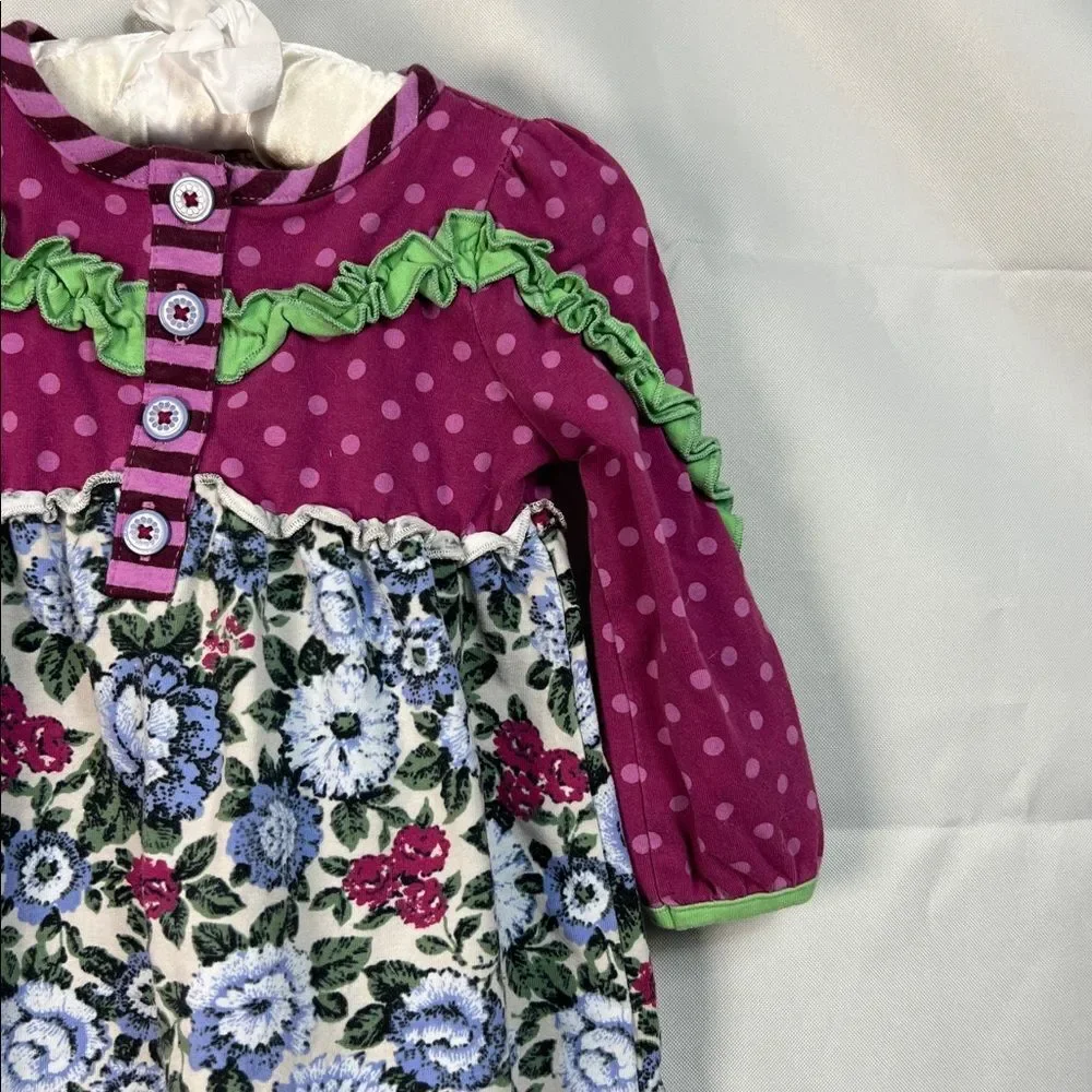 Matilda Jane New Trails purple polka dot and floral tunic size 6-12 months Pit